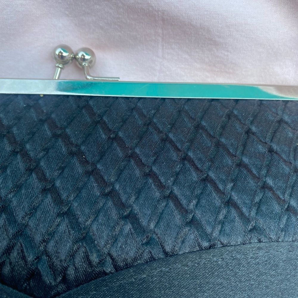 Black Evening Bag Purse Small Clutch Chain Strap - Picture 3 of 10